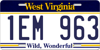 WV license plate 1EM963