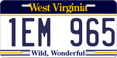 WV license plate 1EM965
