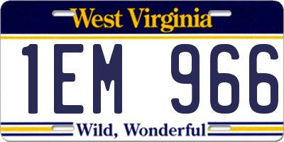 WV license plate 1EM966