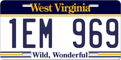 WV license plate 1EM969