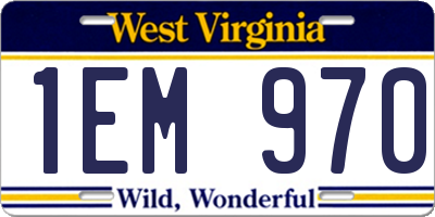 WV license plate 1EM970