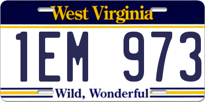 WV license plate 1EM973