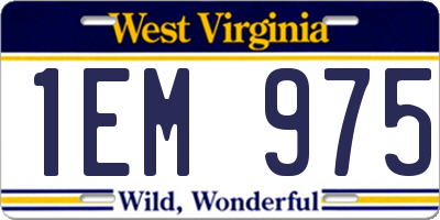 WV license plate 1EM975