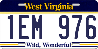 WV license plate 1EM976