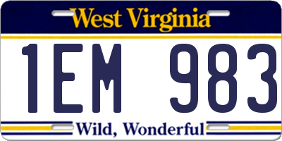 WV license plate 1EM983