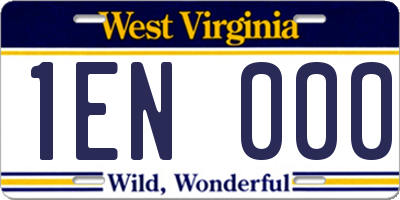 WV license plate 1EN000