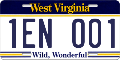 WV license plate 1EN001
