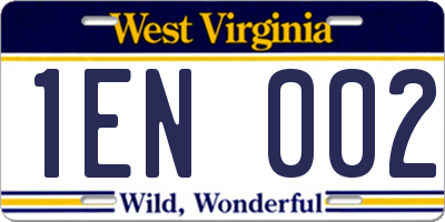 WV license plate 1EN002