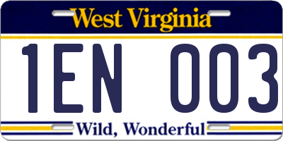 WV license plate 1EN003