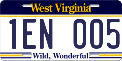 WV license plate 1EN005