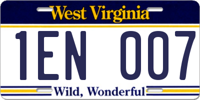 WV license plate 1EN007