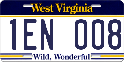 WV license plate 1EN008
