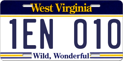 WV license plate 1EN010