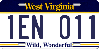 WV license plate 1EN011