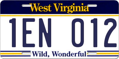 WV license plate 1EN012