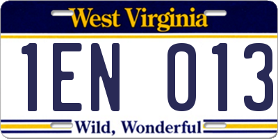 WV license plate 1EN013