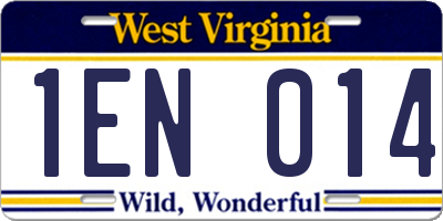 WV license plate 1EN014