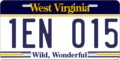 WV license plate 1EN015