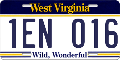 WV license plate 1EN016