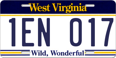 WV license plate 1EN017