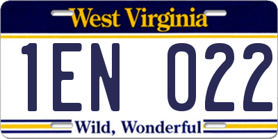 WV license plate 1EN022