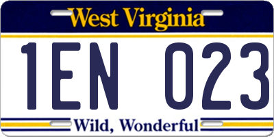 WV license plate 1EN023