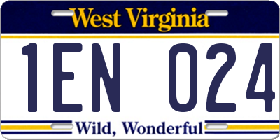 WV license plate 1EN024