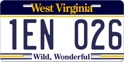 WV license plate 1EN026