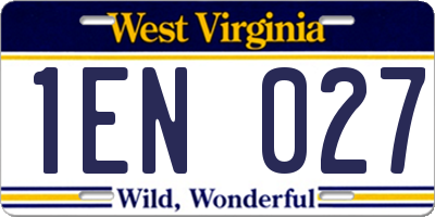 WV license plate 1EN027