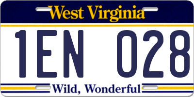 WV license plate 1EN028