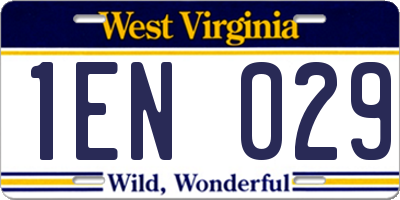 WV license plate 1EN029