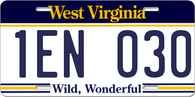 WV license plate 1EN030
