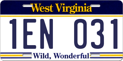 WV license plate 1EN031