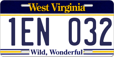 WV license plate 1EN032