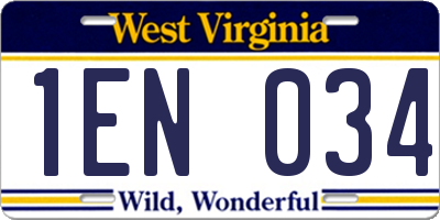 WV license plate 1EN034