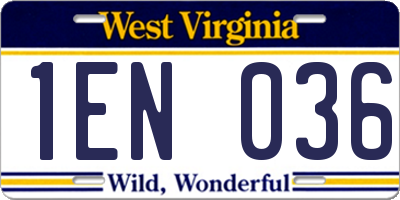 WV license plate 1EN036