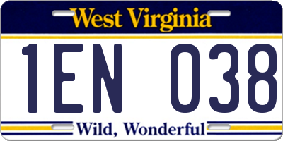 WV license plate 1EN038