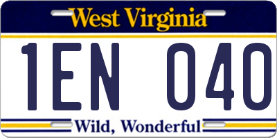 WV license plate 1EN040