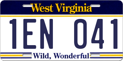 WV license plate 1EN041