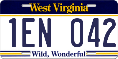 WV license plate 1EN042
