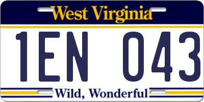 WV license plate 1EN043