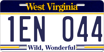 WV license plate 1EN044