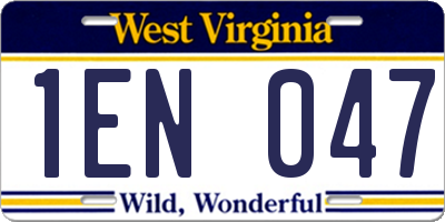 WV license plate 1EN047