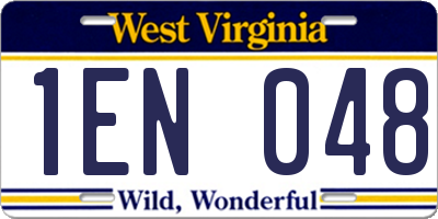 WV license plate 1EN048