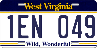 WV license plate 1EN049