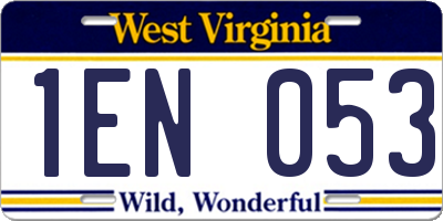 WV license plate 1EN053