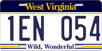 WV license plate 1EN054