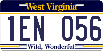 WV license plate 1EN056