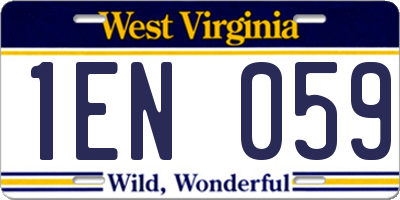 WV license plate 1EN059