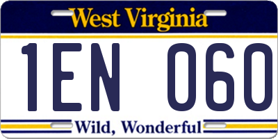WV license plate 1EN060